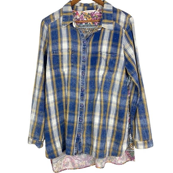 Soft Surroundings Tops - Soft Surroundings Blue and Yellow Plaid Tunic